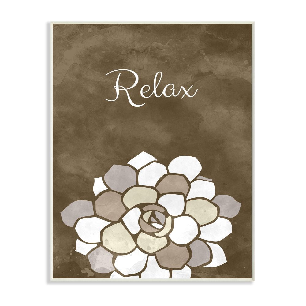 Stupell Industries Relax Mosaic Flower Brown Bathroom Design Wall Plaque by Ziwei Li