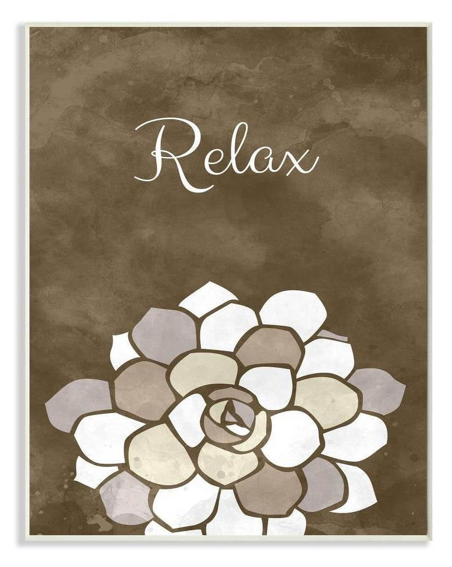 Stupell Industries Relax Mosaic Flower Brown Bathroom Design Wall Plaque by Ziwei Li