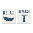 thumbnail image 1 of Stupell Industries Relax Refresh Bathroom Phrases Blue Palm Pattern Text, 12 x 12, Design by Natalie Carpentieri, 1 of 6