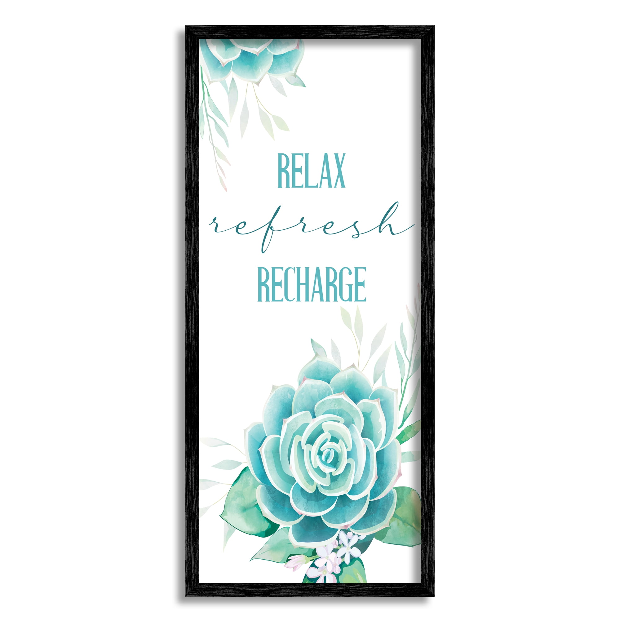 Stupell Industries Relax Refresh Recharge Turquoise Blooming Floral Succulent, 13 x 30, Designed by Kim Allen