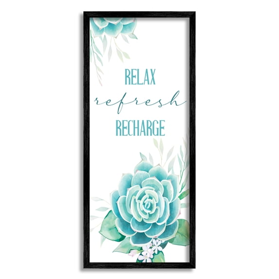 Stupell Industries Relax Refresh Recharge Turquoise Blooming Floral Succulent, 13 x 30, Designed by Kim Allen
