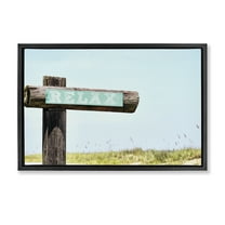 Stupell Industries Relax Sign on Beach Landscape Photography Black Floater Framed Canvas Art Print Wall Art, 25 x 17