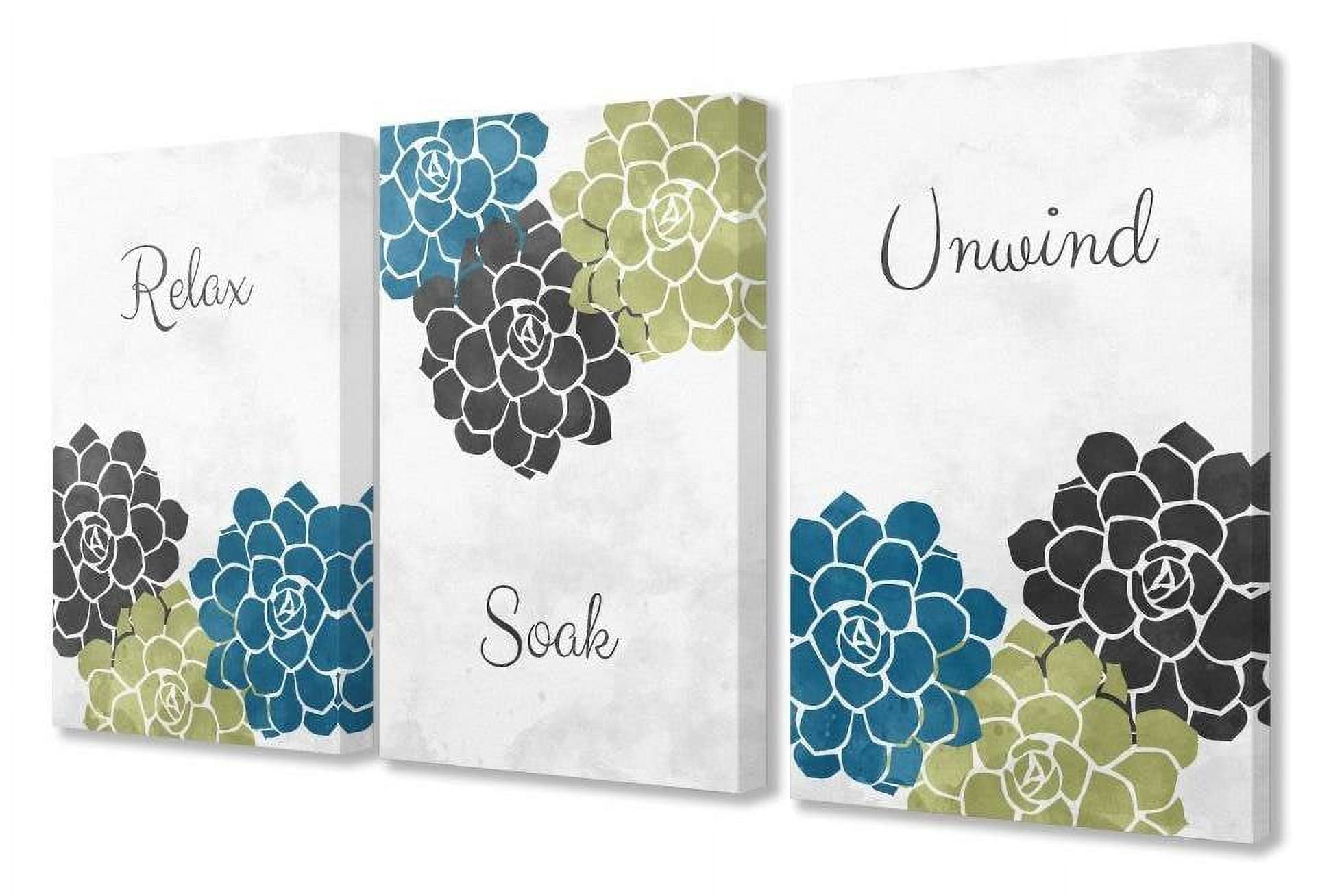 Stupell Industries Relax Soak Unwind Bathroom Flower Word Designs Canvas Wall Art by Ziwei Li
