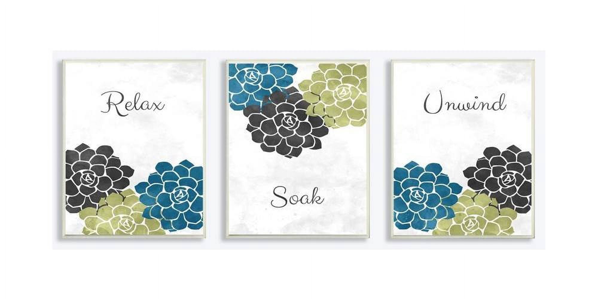 Stupell Industries Relax Soak Unwind Bathroom Flower Word Designs Wall Plaque by Ziwei Li