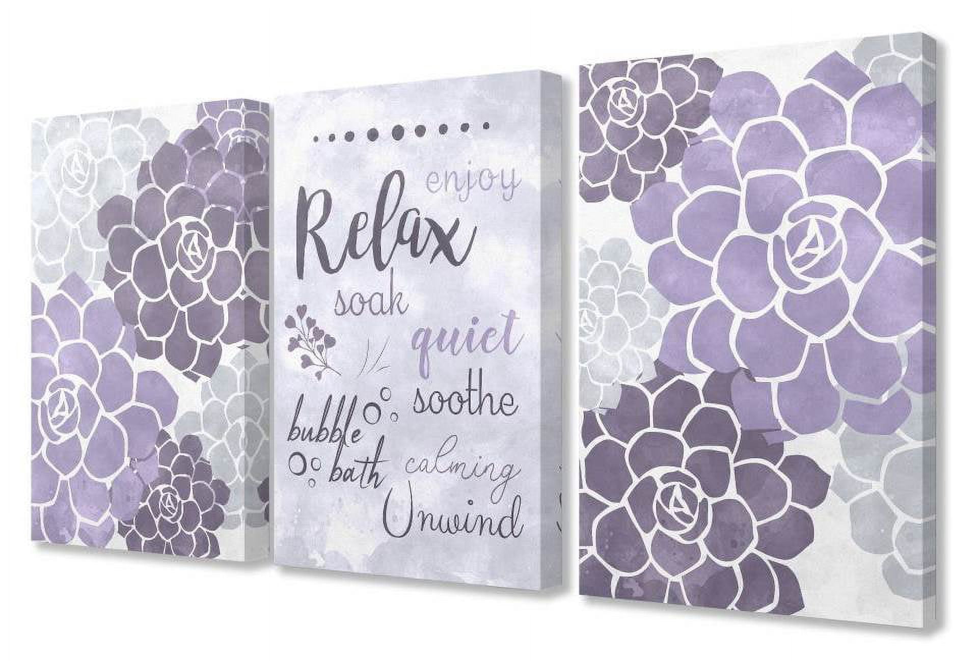 Stupell Industries Relax Sooth Soak Purple Flower Watercolor Word Design Canvas Wall Art by Ziwei Li