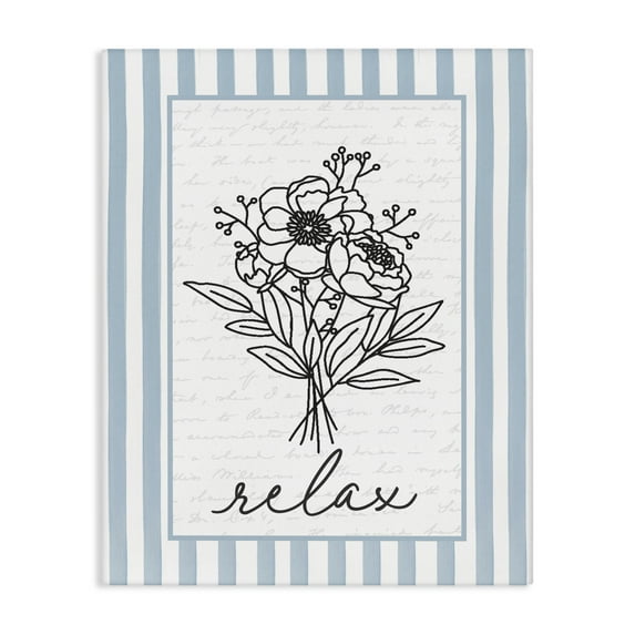 Stupell Industries Relax Striped Bath Flowers Canvas Wall Art design by Lettered and Lined, 30 x 24