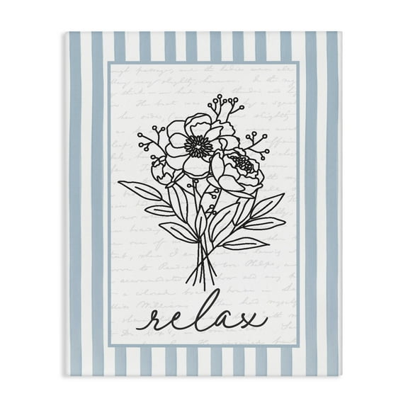 Stupell Industries Relax Striped Bath Flowers Canvas Wall Art design by Lettered and Lined, 40 x 30