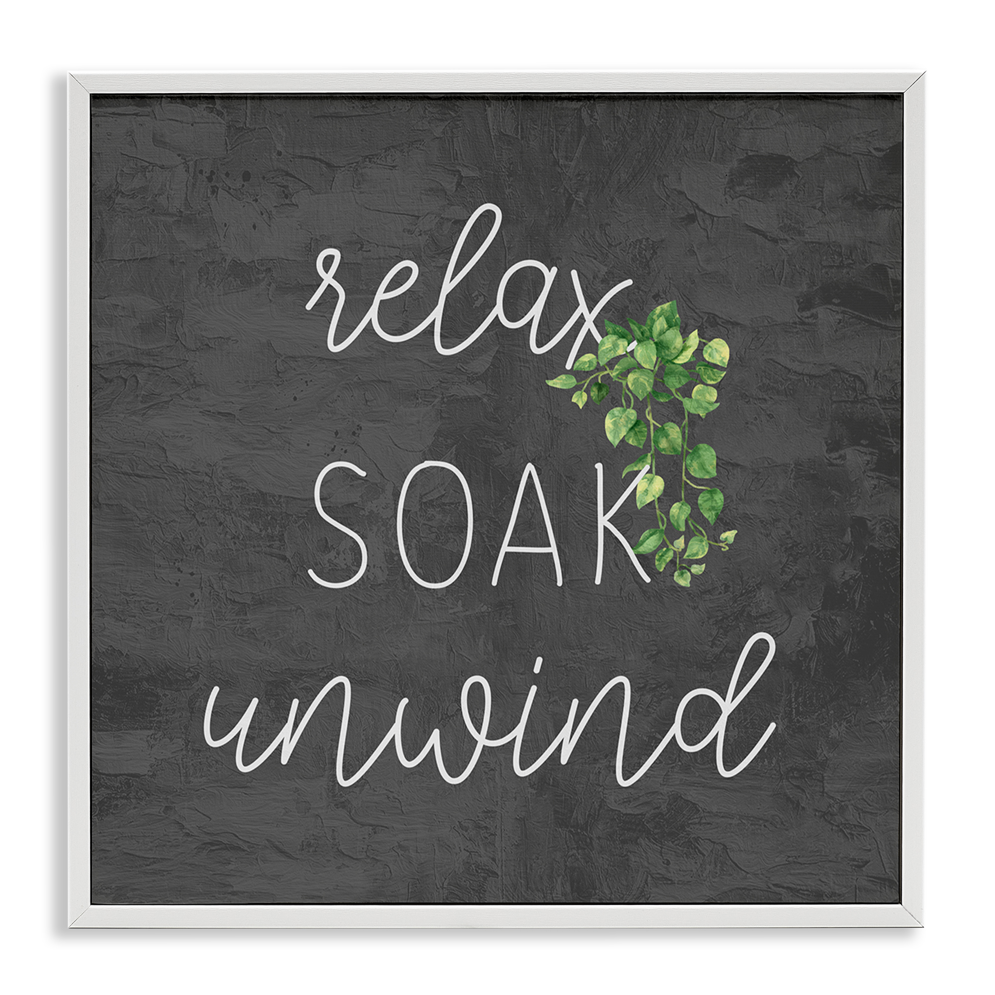 Stupell Industries Relax Unwind with Botanicals Bath & Laundry Painting White Framed Art Print Wall Art, 24 x 24