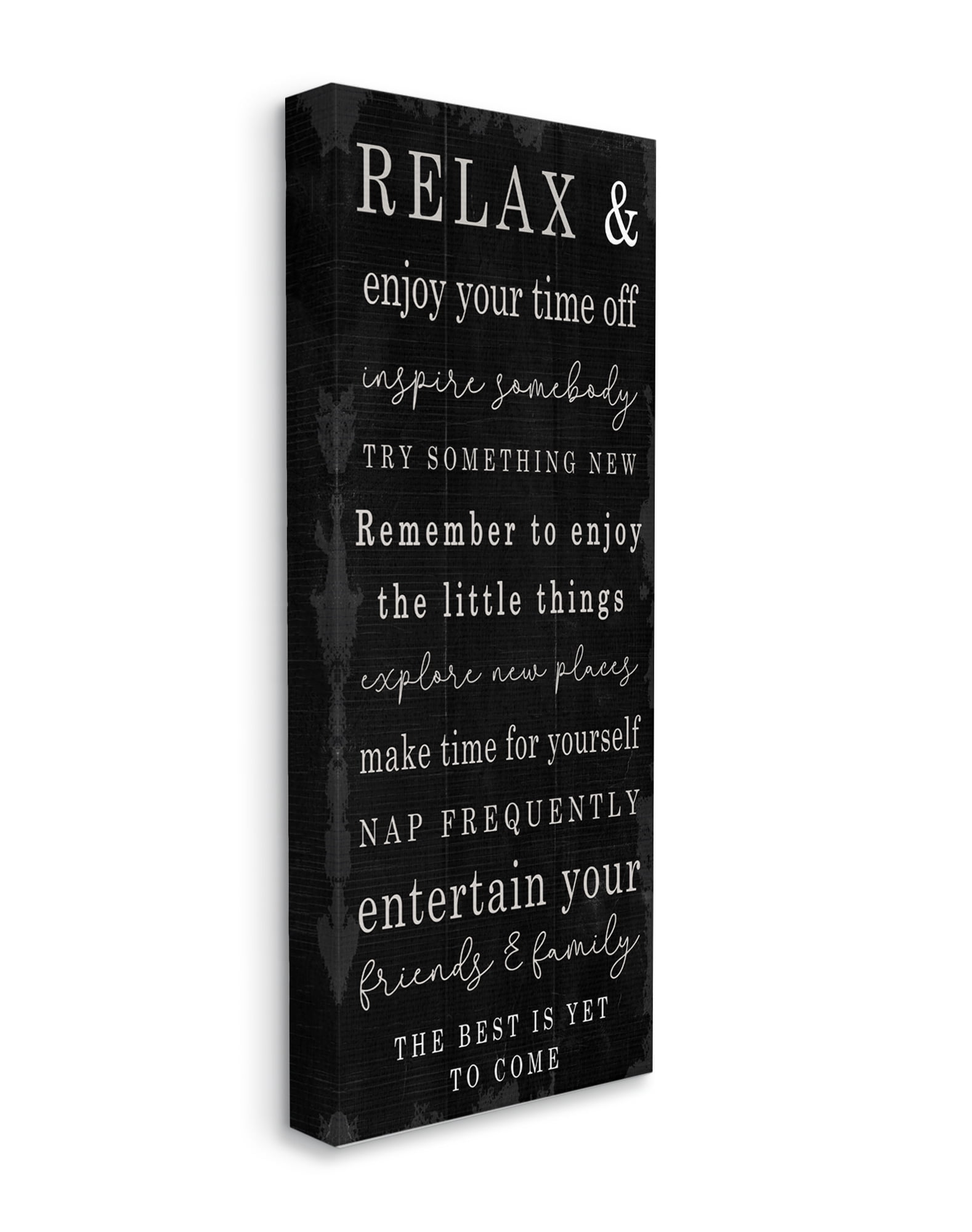 Stupell Industries Relax and Enjoy Self Care Phrases Work Break Motivational Canvas Wall Art, 20 x 48, Design by Daphne Polselli