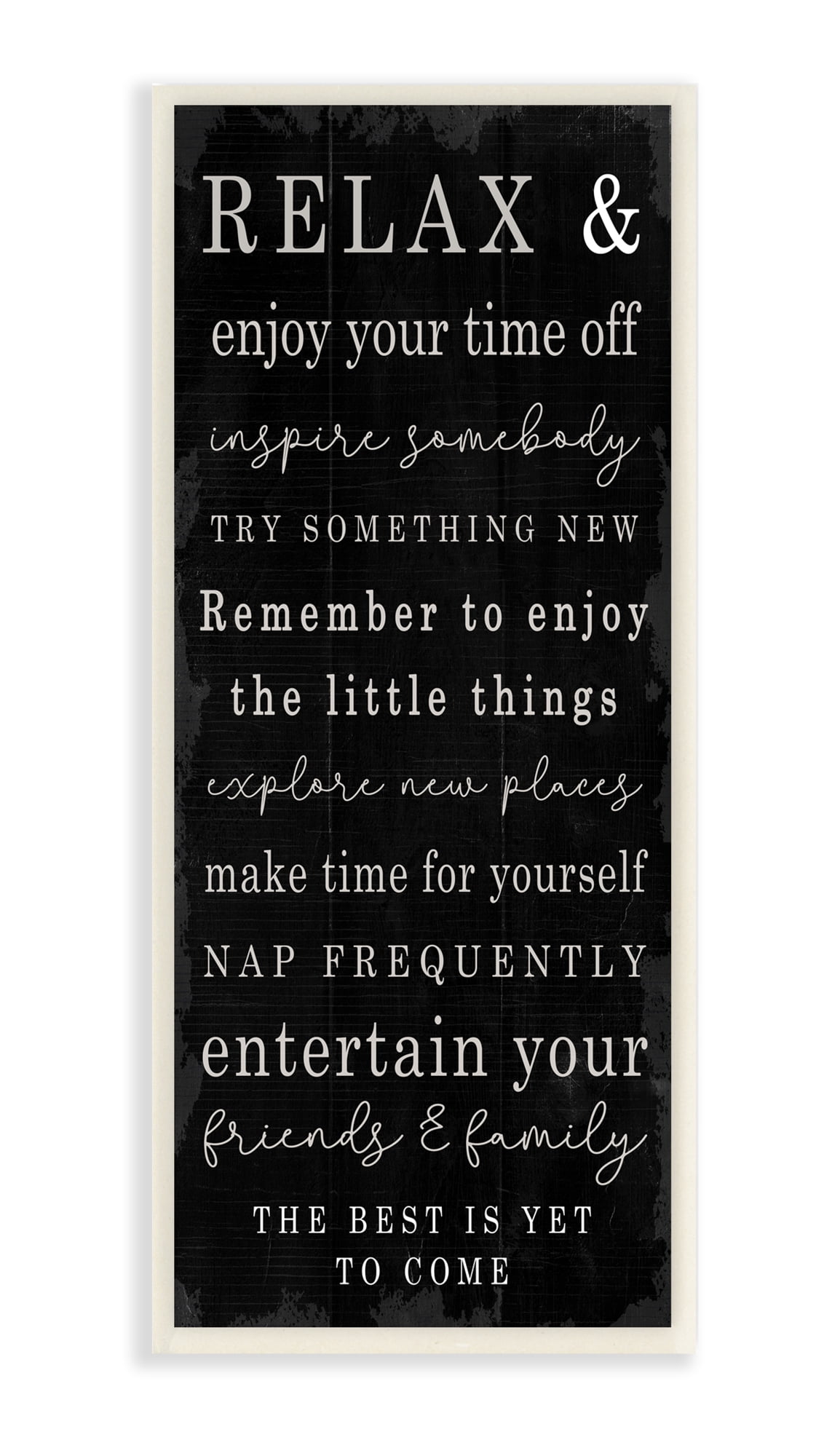 Stupell Industries Relax and Enjoy Self Care Phrases Work Break Motivational Wall Plaque, 7 x 17, Design by Daphne Polselli