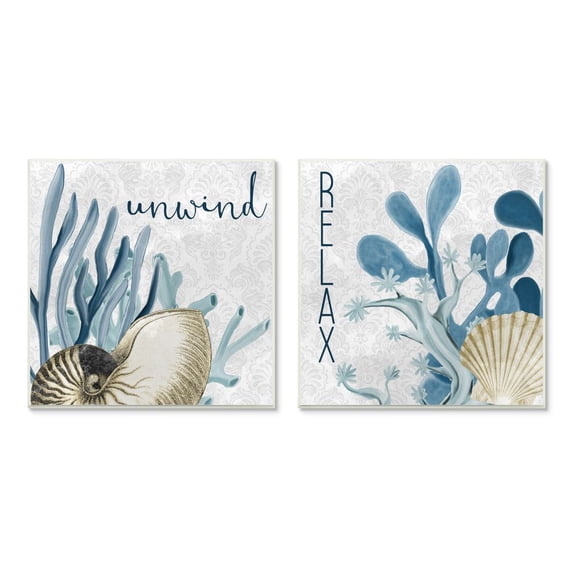 Stupell Industries Relax and Unwind Nautical Sentiments Shell Features Wall Plaque Design by Kim Allen