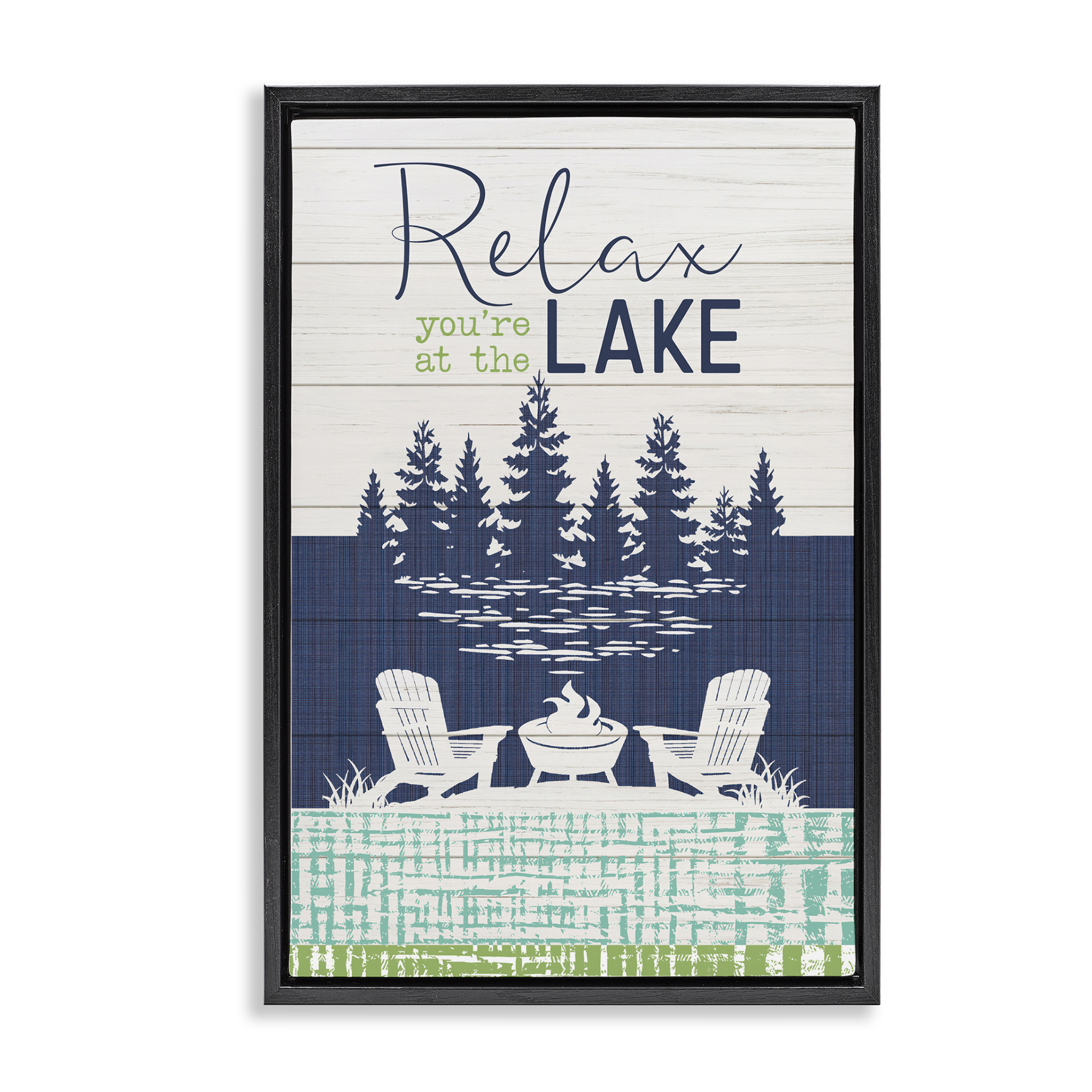 Stupell Industries Relax at Lake Rustic View Nautical & Beach Painting Black Floater Framed Canvas Art Print Wall Art, 21 x 31