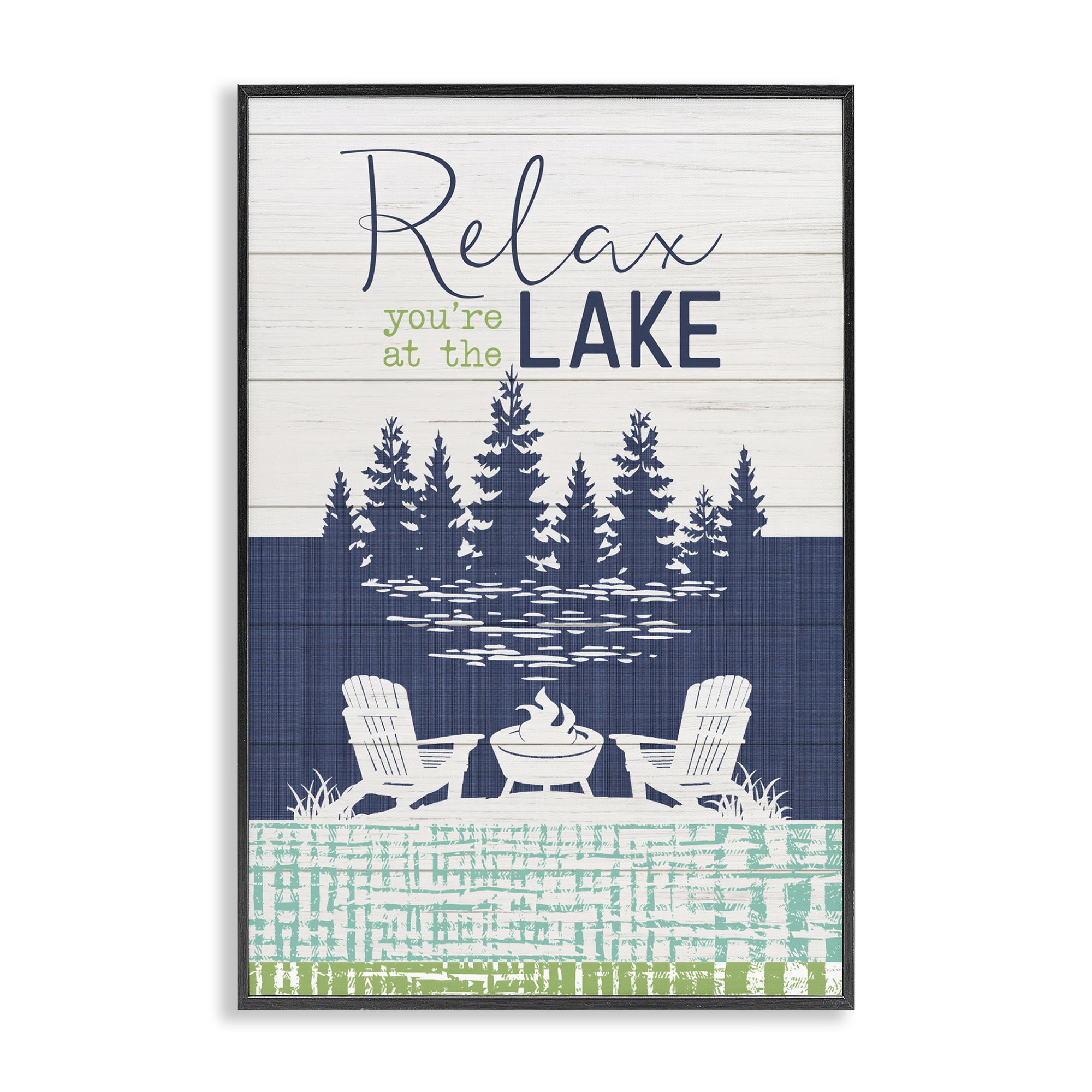 Stupell Industries Relax at Lake Rustic View Nautical & Beach Painting Black Framed Art Print Wall Art, 16 x 24