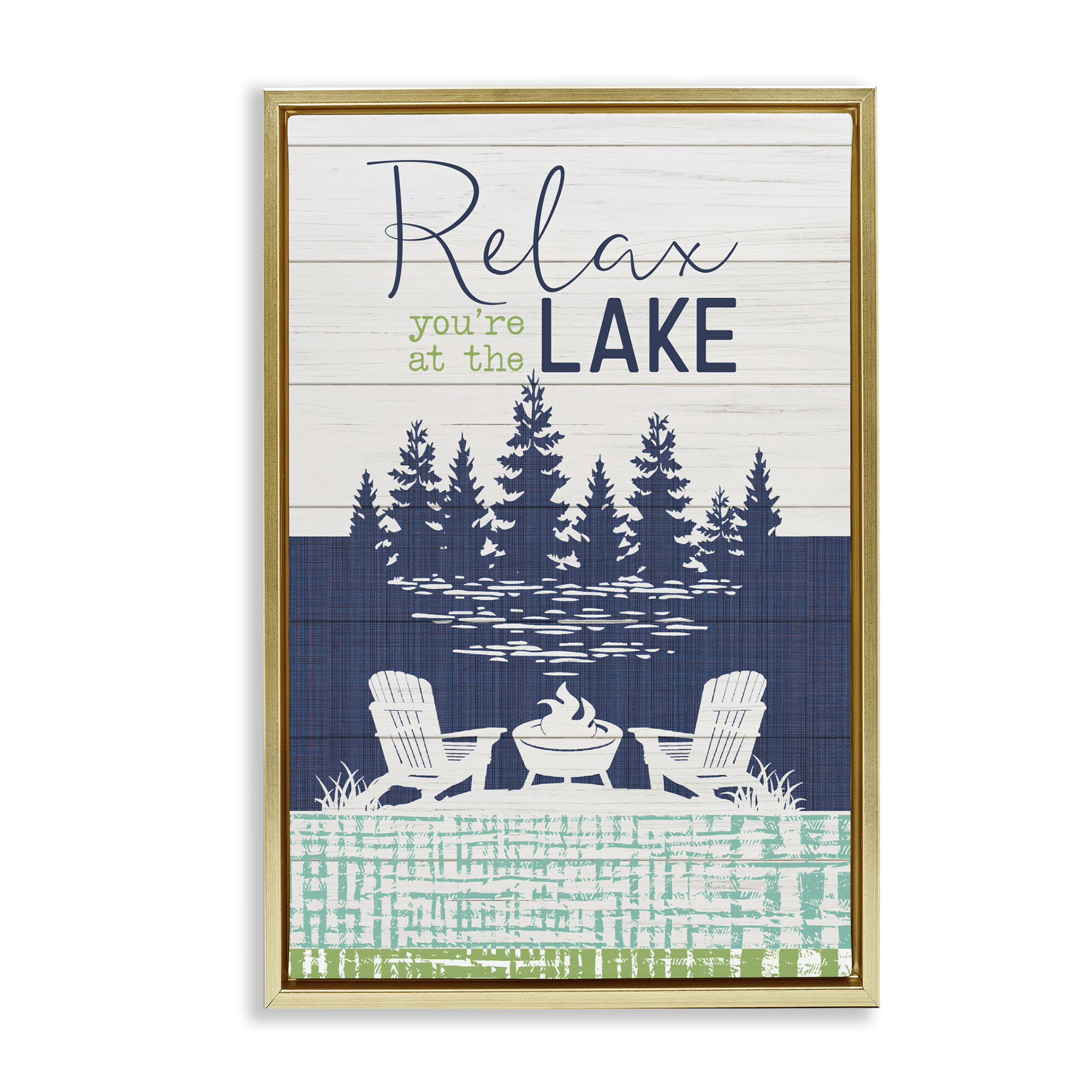 Stupell Industries Relax at Lake Rustic View Nautical & Beach Painting Gold Floater Framed Canvas Art Print Wall Art, 17 x 25