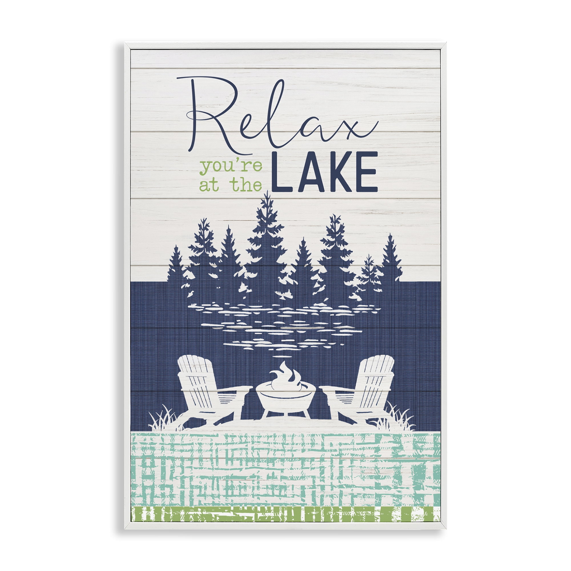 Stupell Industries Relax at Lake Rustic View Nautical & Beach Painting White Framed Art Print Wall Art, 12 x 18