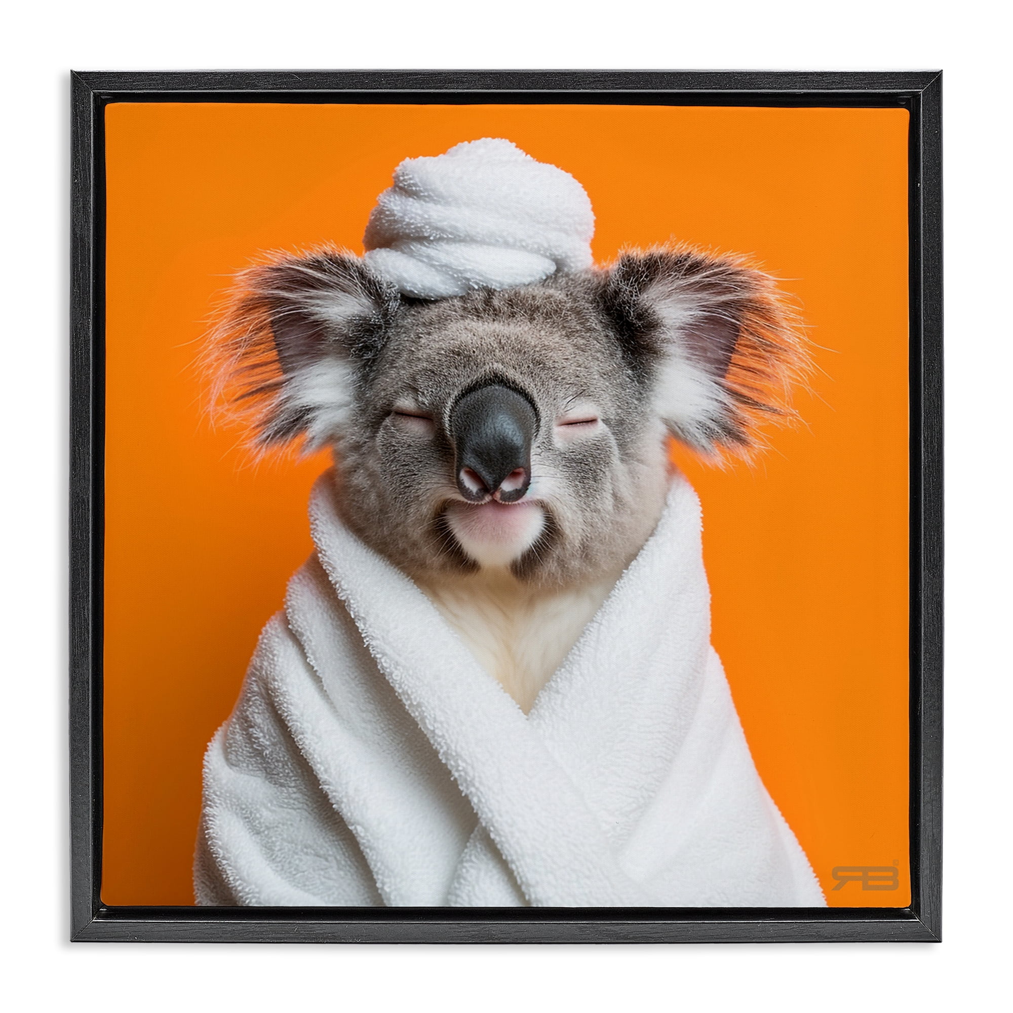 Stupell Industries Relaxed Bathtime Koala Bath & Laundry Painting Black Floater Framed Canvas Art Print Wall Art, 25 x 25