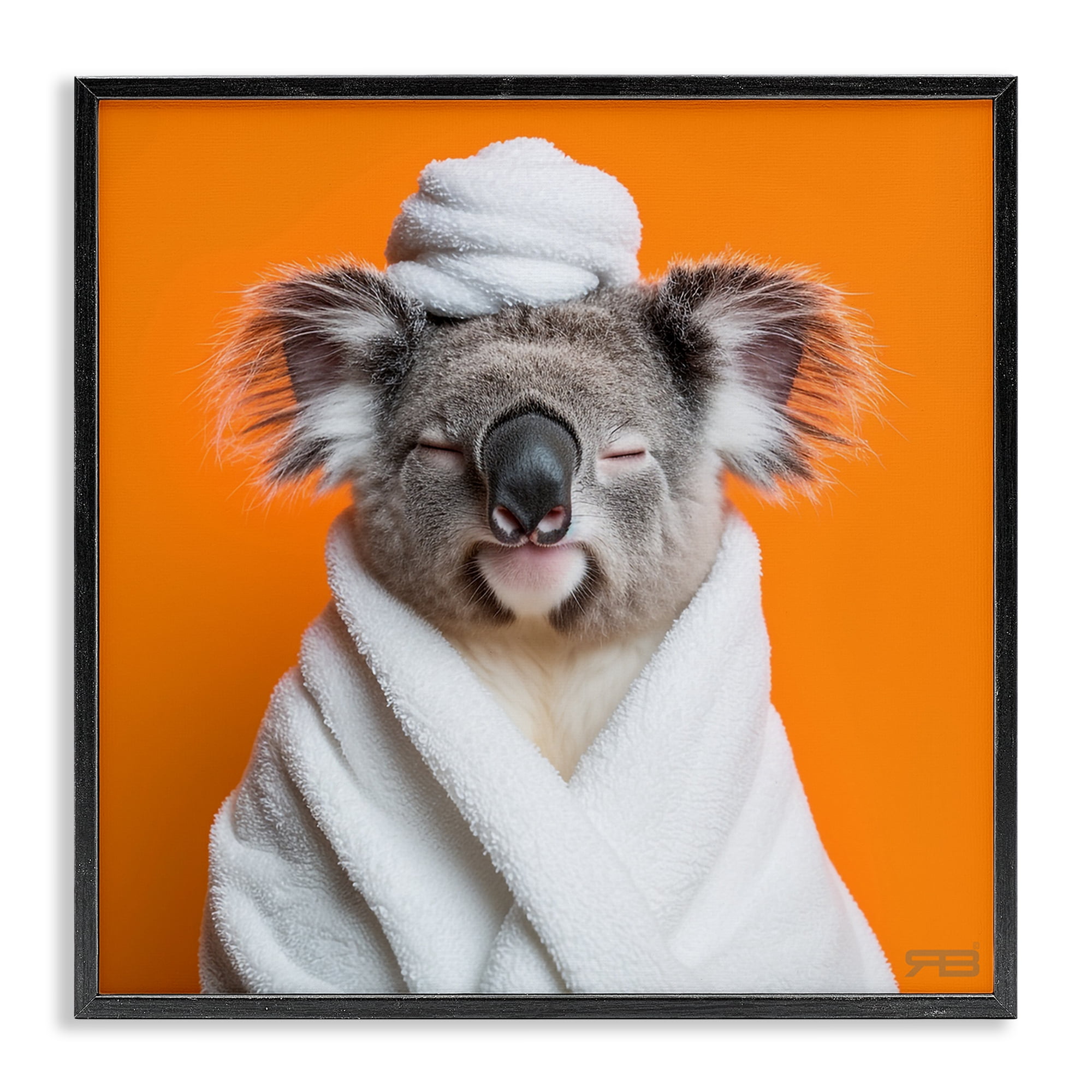 Stupell Industries Relaxed Bathtime Koala Bath & Laundry Painting Black Framed Art Print Wall Art, 17 x 17