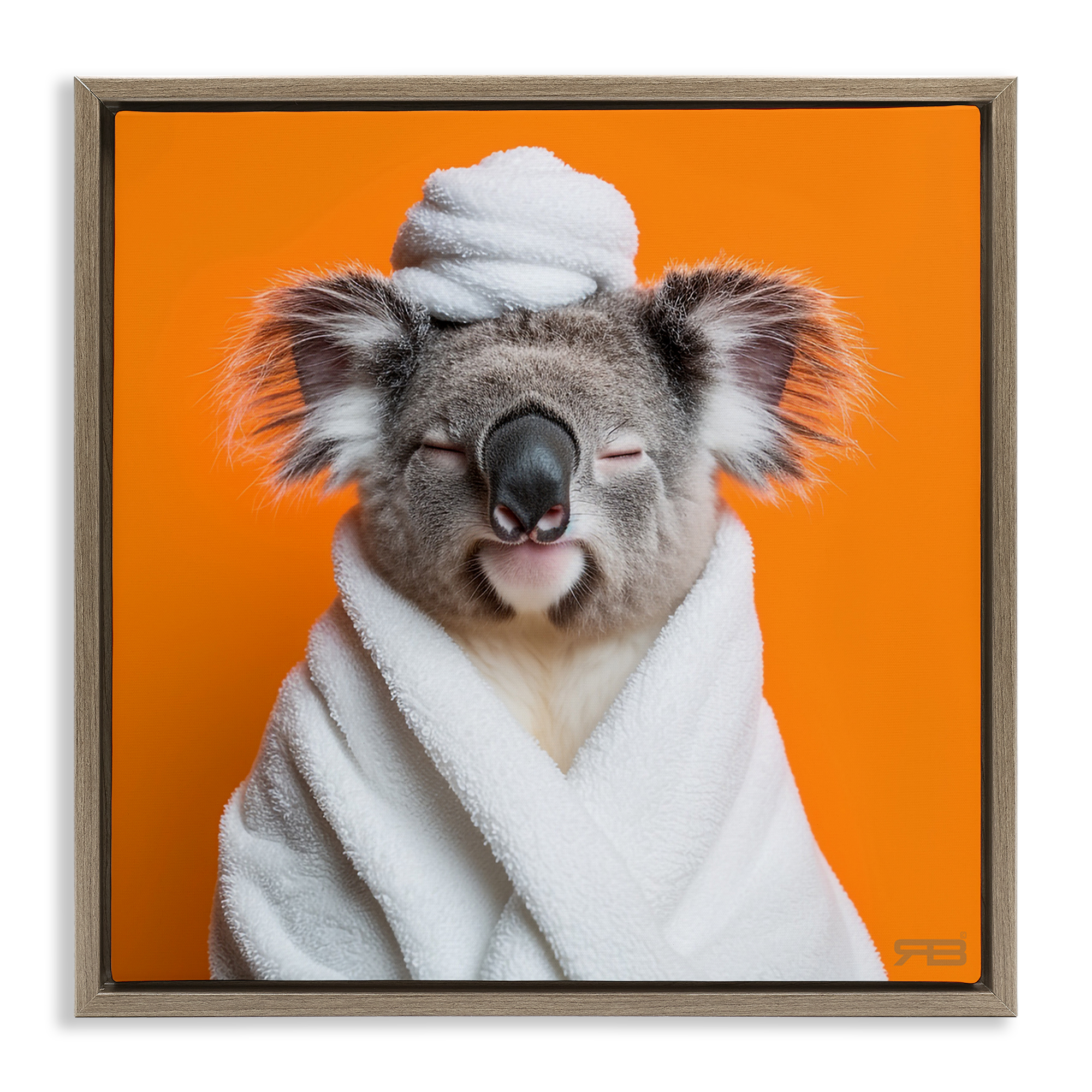 Stupell Industries Relaxed Bathtime Koala Bath & Laundry Painting Brown Floater Framed Canvas Art Print Wall Art, 25 x 25