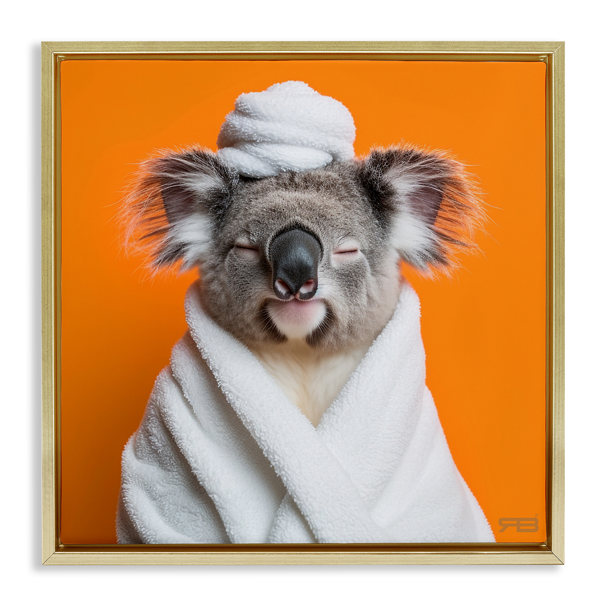 Stupell Industries Relaxed Bathtime Koala Bath & Laundry Painting Gold Floater Framed Canvas Art Print Wall Art, 18 x 18