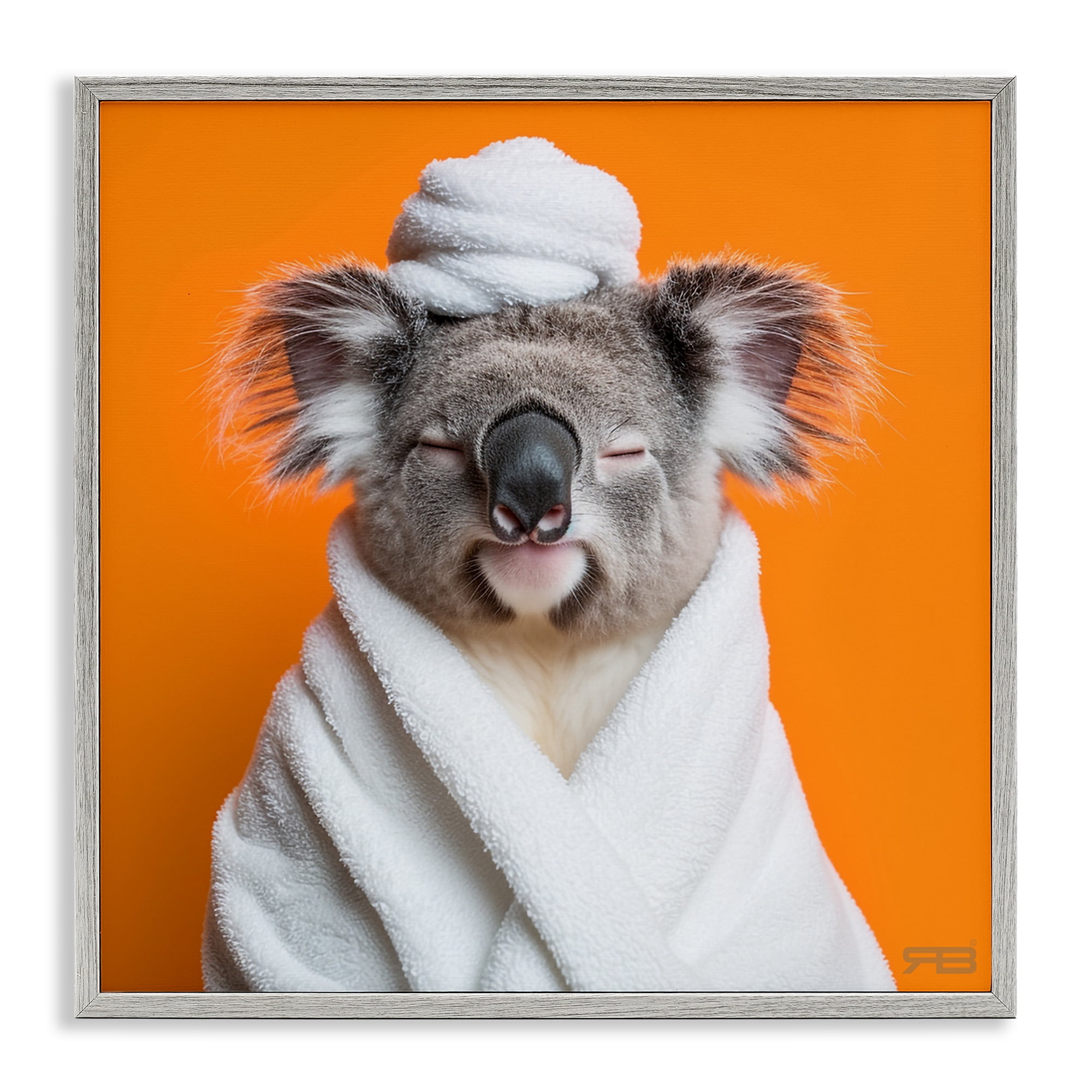 Stupell Industries Relaxed Bathtime Koala Bath & Laundry Painting Gray Framed Art Print Wall Art, 17 x 17