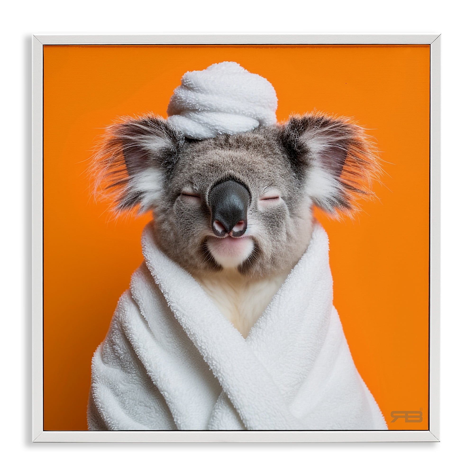 Stupell Industries Relaxed Bathtime Koala Bath & Laundry Painting White Framed Art Print Wall Art, 12 x 12