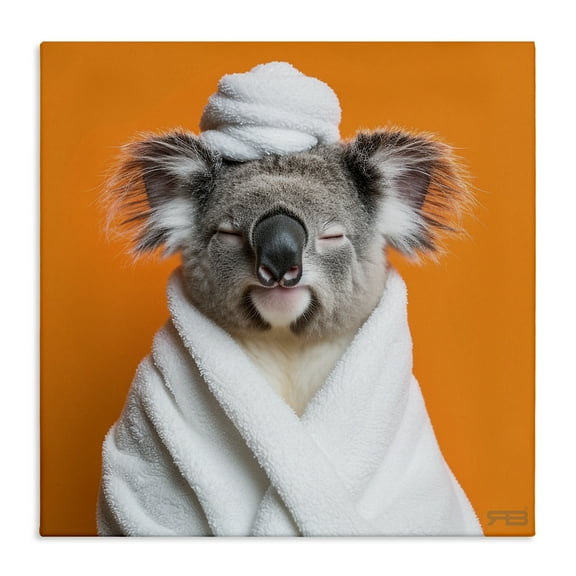Stupell Industries Relaxed Bathtime Koala Bath & Laundry Painting Wrapped Canvas Art Print Wall Art, 17 x 17