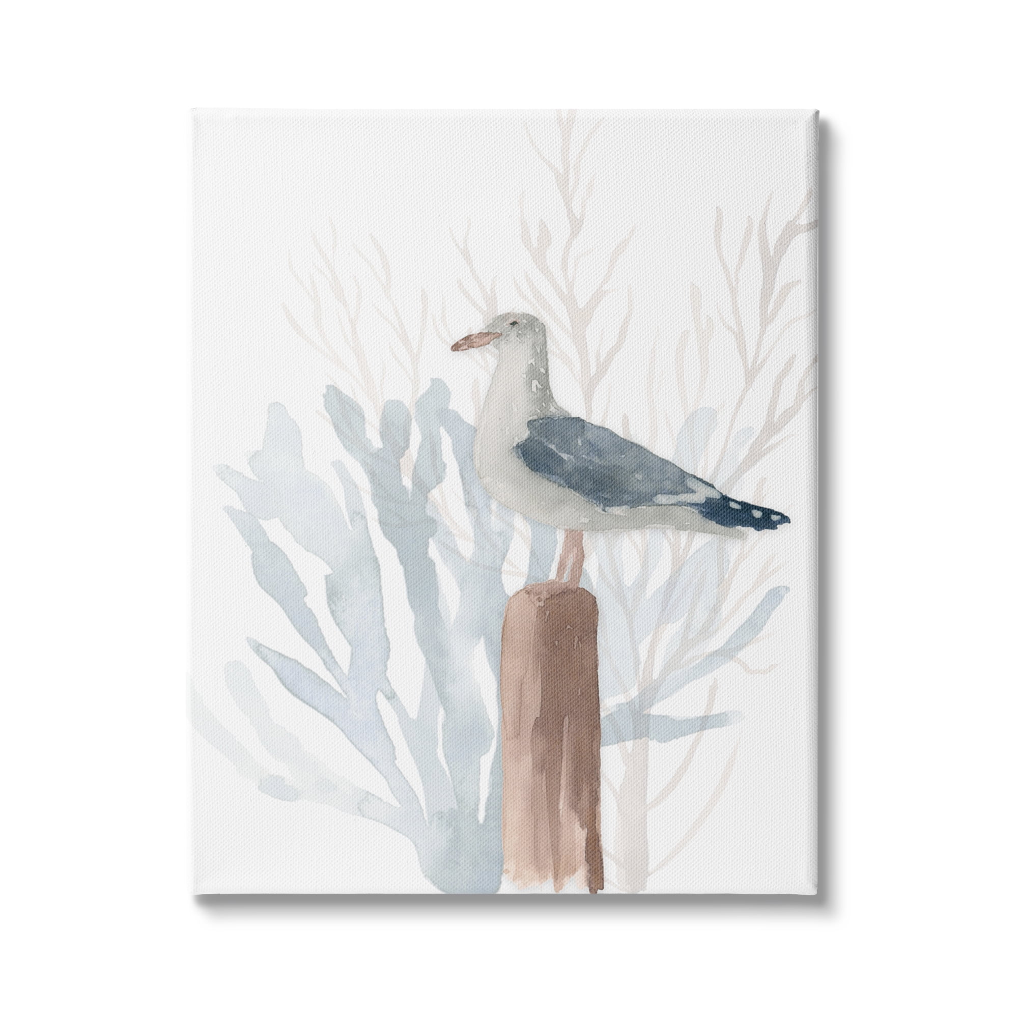 Stupell Industries Relaxed Nautical Seagull Beach Bird Blue Sea Coral, 36 x 48, Design by Lucille Price