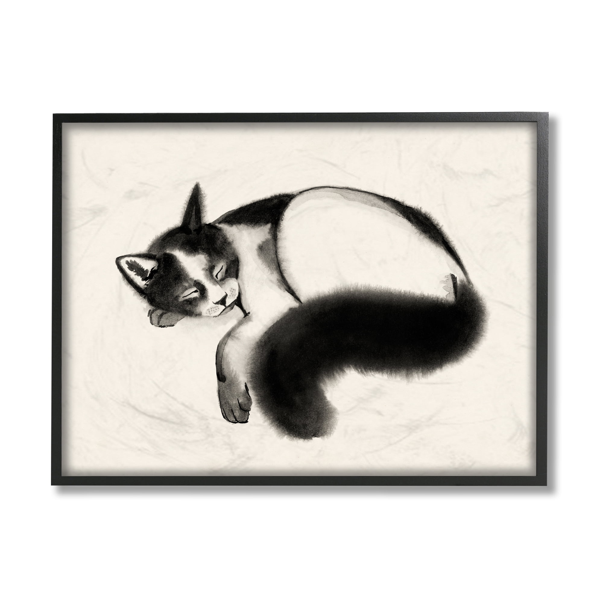 Stupell Industries Relaxed Pet Cat Bushy Black Tail Black Framed by Grace Popp