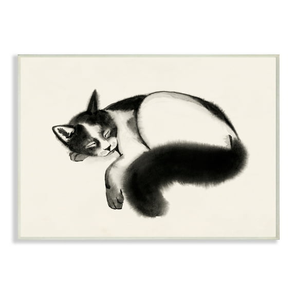 Stupell Industries Relaxed Pet Cat Bushy Black Tail Wall Plaque by Grace Popp