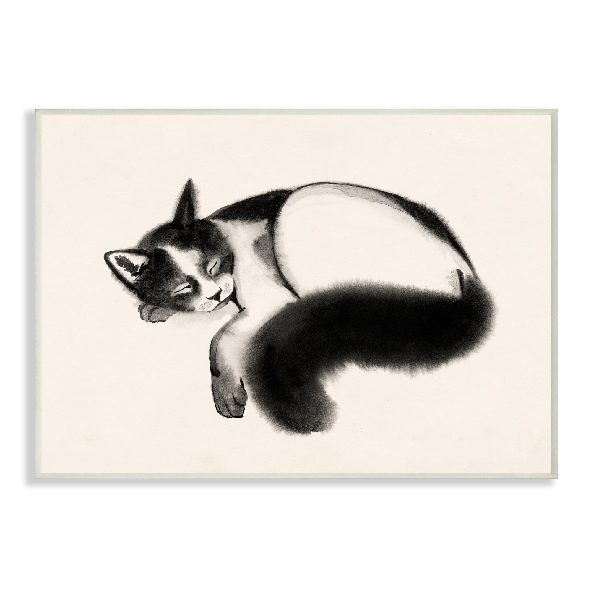 Stupell Industries Relaxed Pet Cat Bushy Black Tail Wall Plaque by Grace Popp
