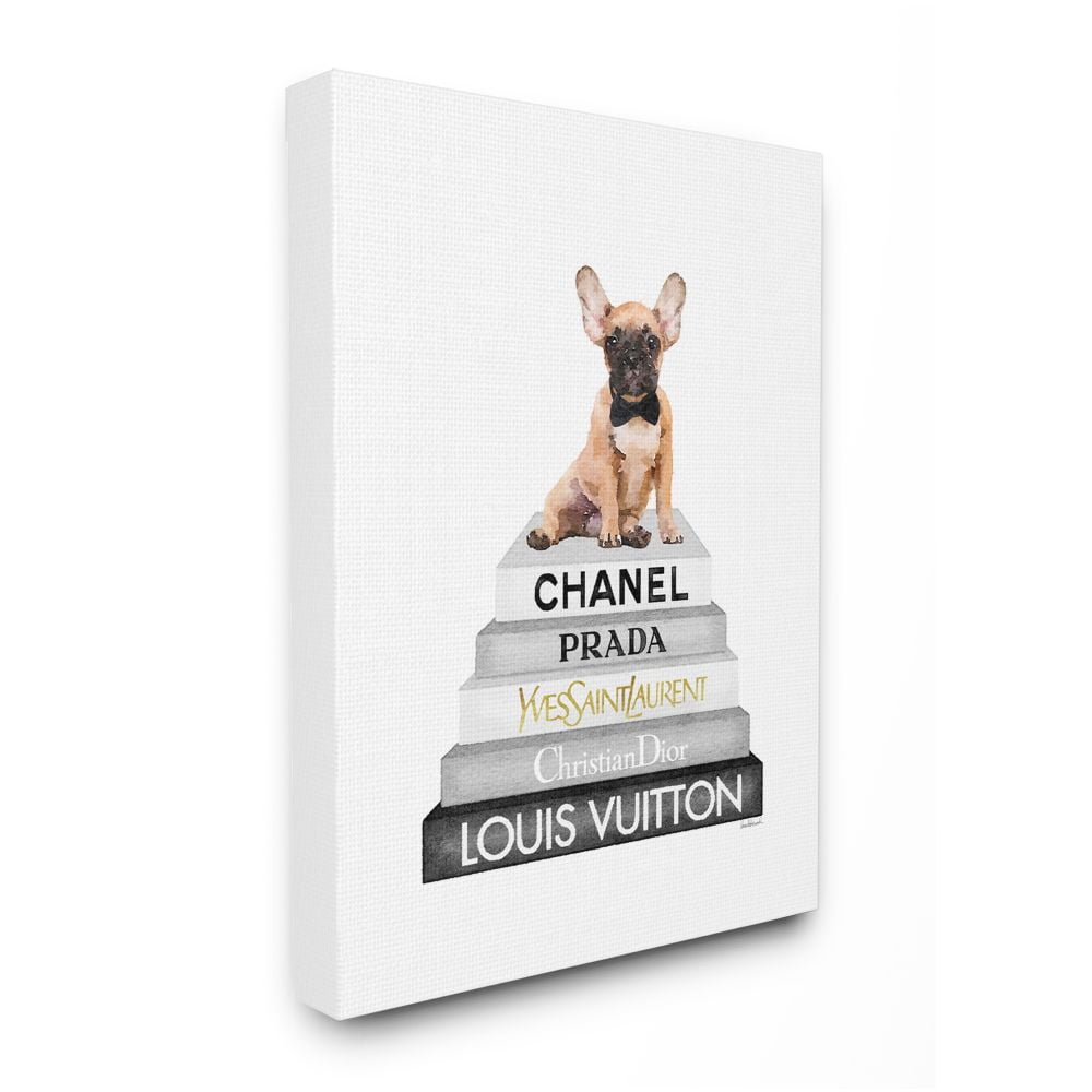 Stupell Industries Relaxed Puppy Resting on Chic Women's Fashion Books Designed by Amanda Greenwood