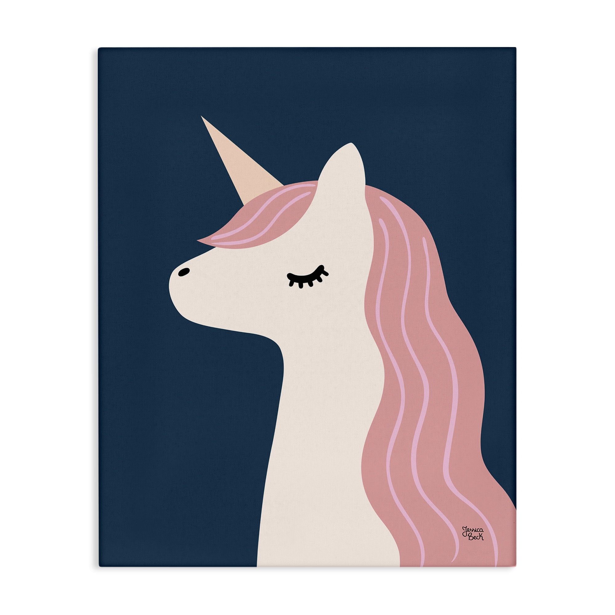 Stupell Industries Relaxed Unicorn on Blue Fantasy & Sci-Fi Painting Wrapped Canvas Art Print Wall Art, 16 x 20