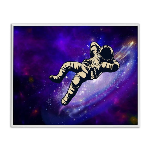 Stupell Industries Relaxing Astronaut in Space Outer Space Painting White Framed Art Print Wall Art, 14 x 11