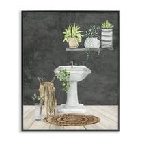 Stupell Industries Relaxing Bathroom Scene Bath & Laundry Painting Black Framed Art Print Wall Art, 11 x 14