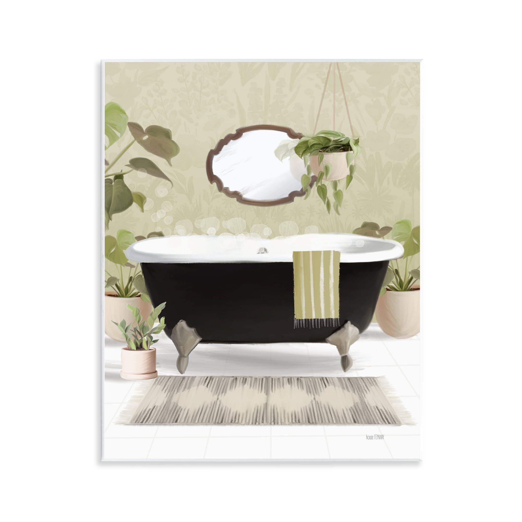 Stupell Industries Relaxing Bathroom Tub Bath & Laundry Painting Unframed Art Print Wall Art, 11 x 14
