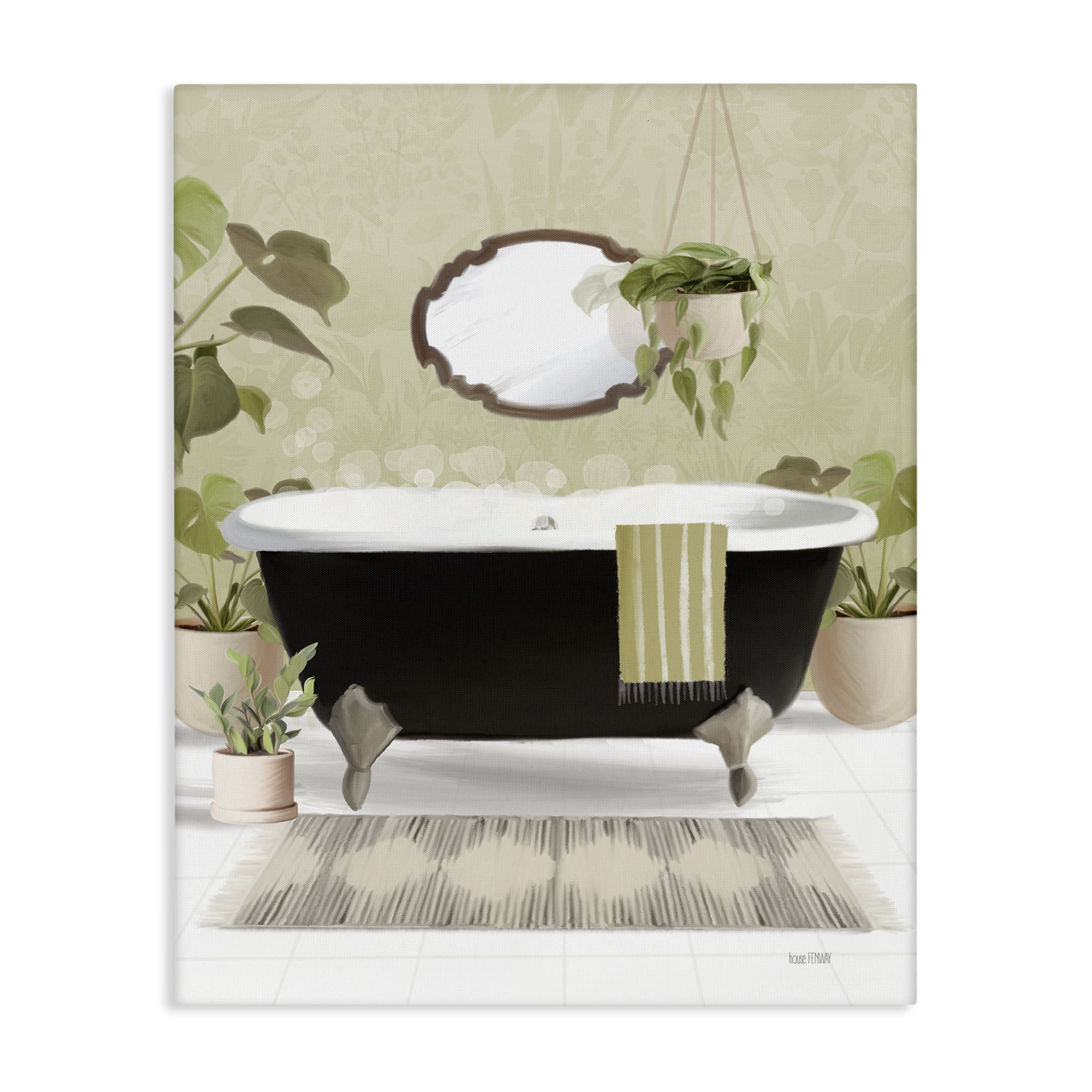 Stupell Industries Relaxing Bathroom Tub Bath & Laundry Painting Wrapped Canvas Art Print Wall Art, 24 x 30