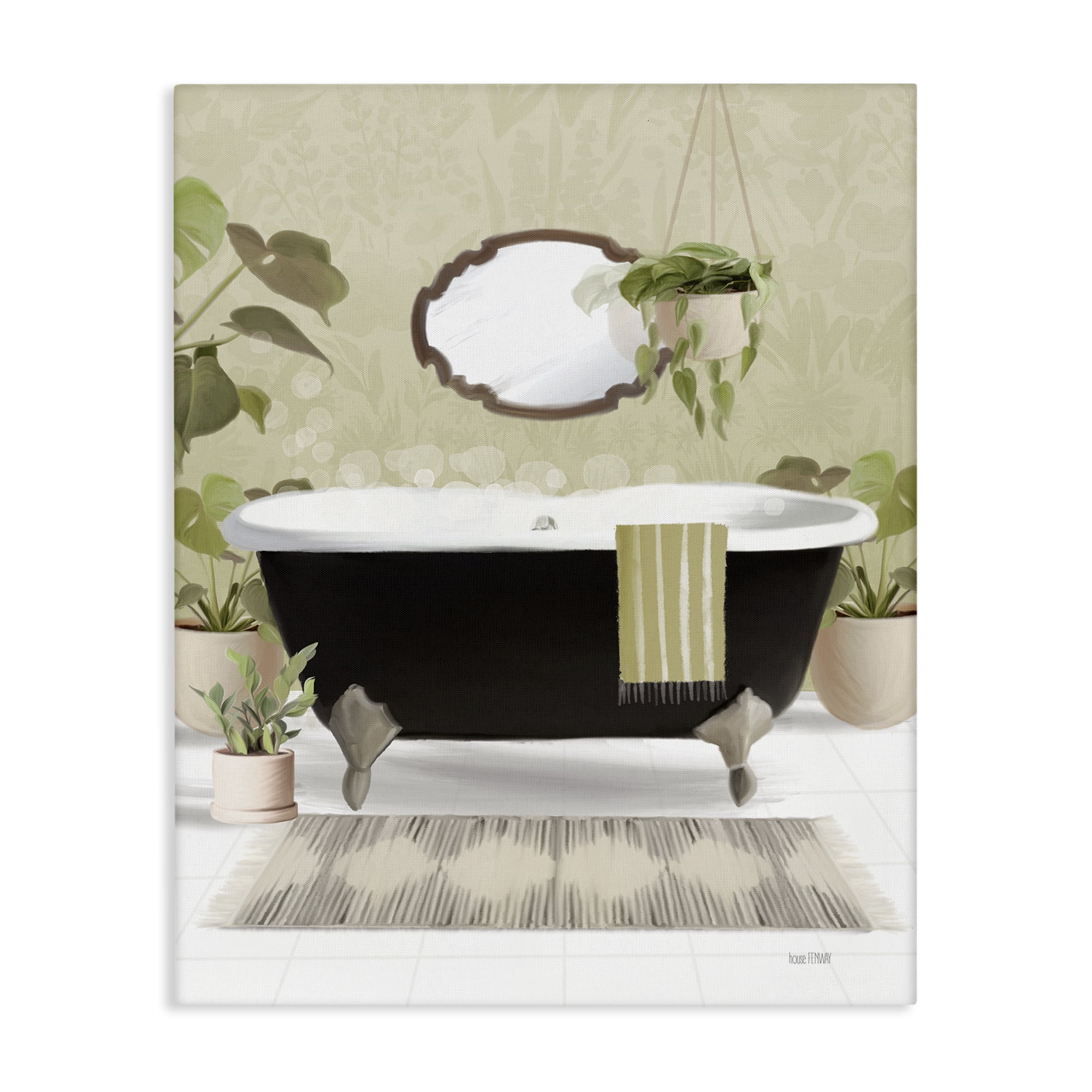 Stupell Industries Relaxing Bathroom Tub Bath & Laundry Painting Wrapped Canvas Art Print Wall Art, 36 x 48