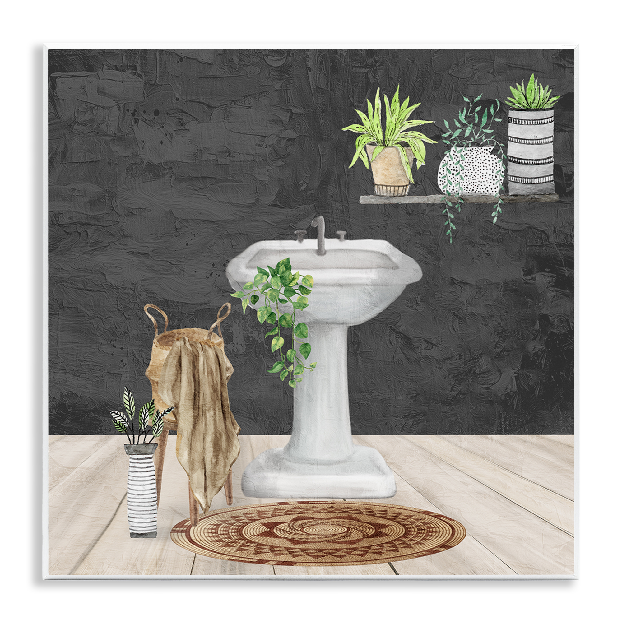 Stupell Industries Relaxing Bathroom View Bath & Laundry Painting Unframed Art Print Wall Art, 12 x 12