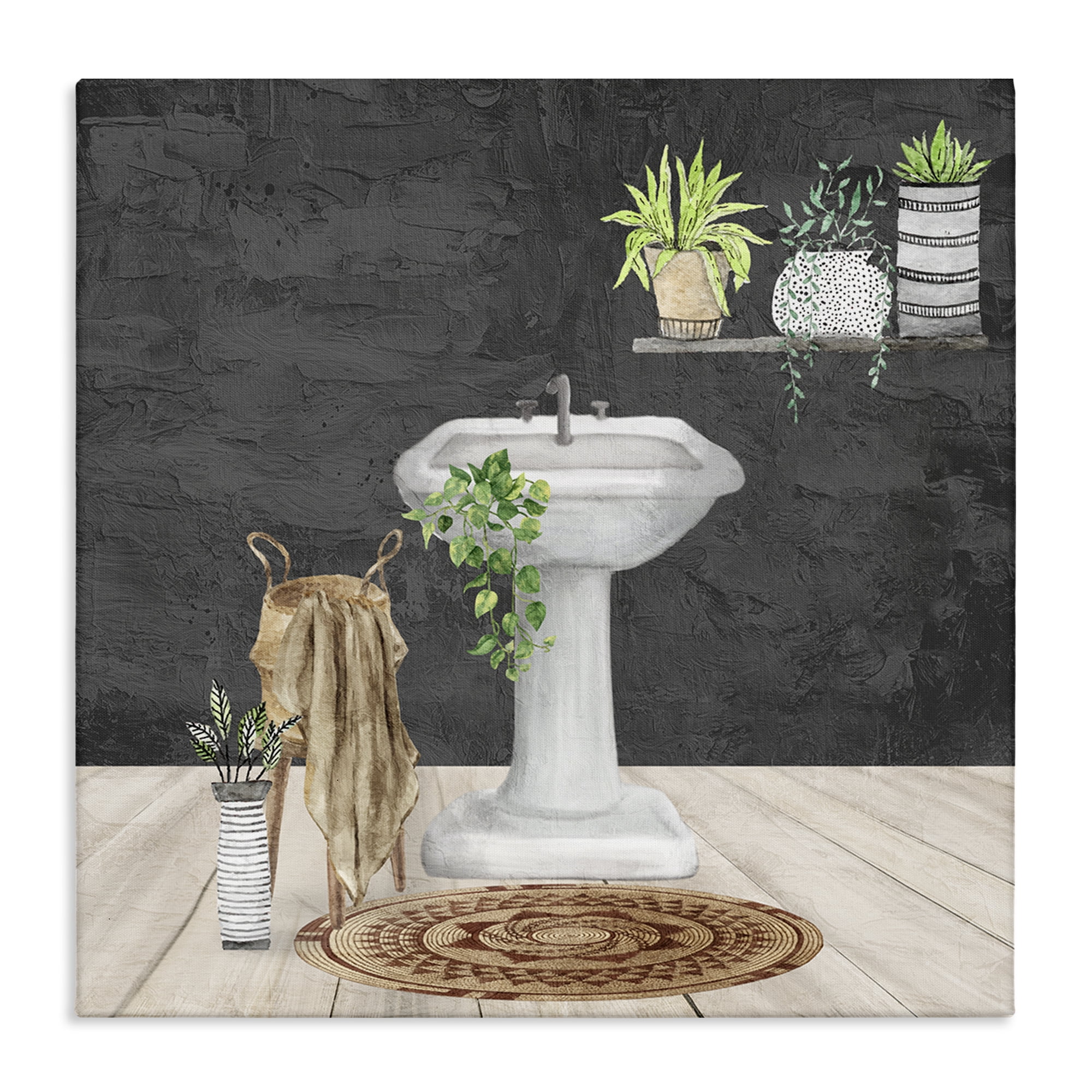Stupell Industries Relaxing Bathroom View Bath & Laundry Painting Wrapped Canvas Art Print Wall Art, 30 x 30