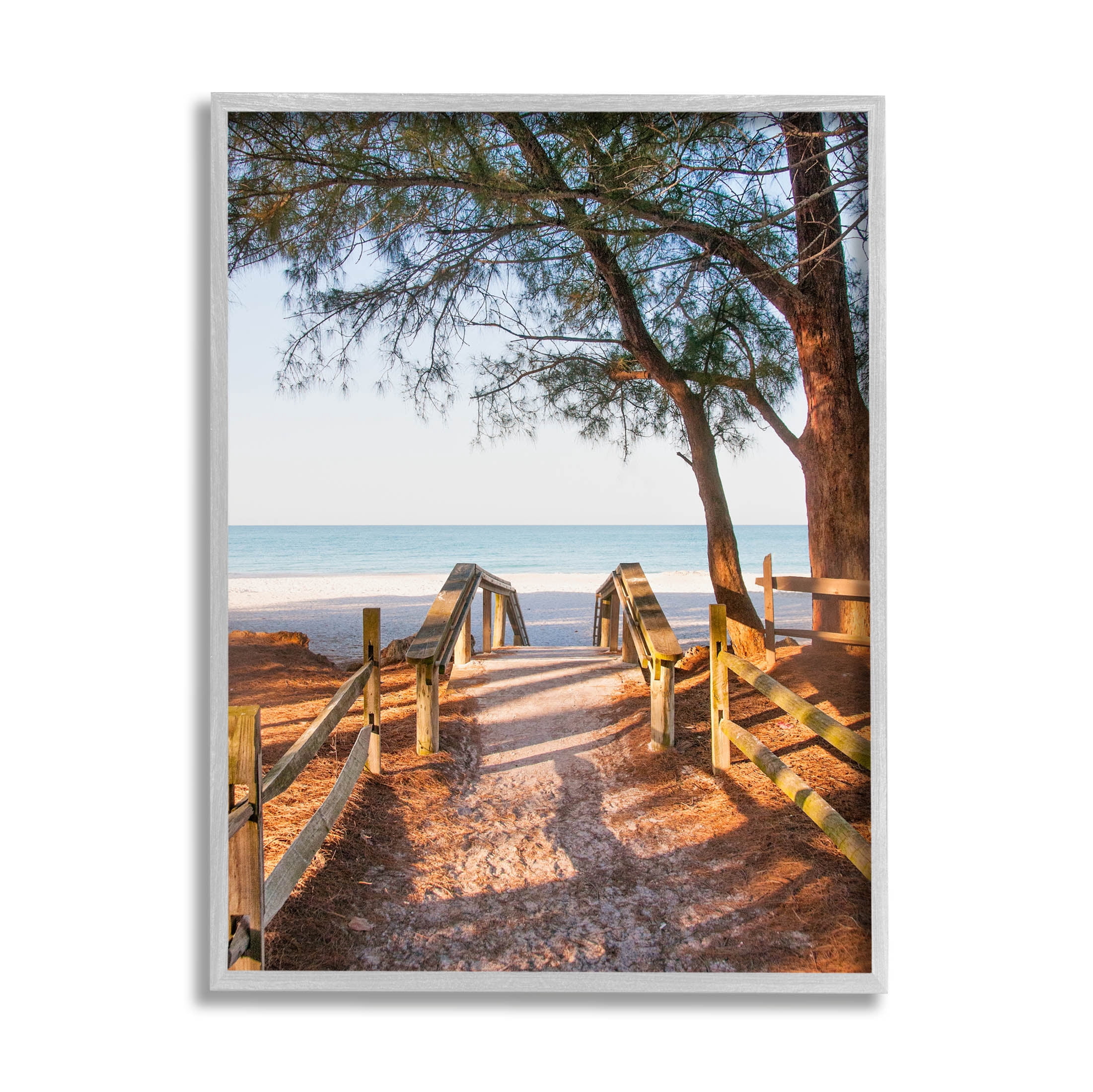 Stupell Industries Relaxing Beach Walkway Coastal Path Photograph Gray Framed Art Print Wall Art, Design by Mary Lou Photography