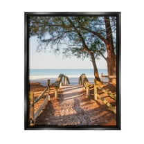 Stupell Industries Relaxing Beach Walkway Coastal Path Photograph Jet Black Floating Framed Canvas Print Wall Art, Design by Mary Lou Photography