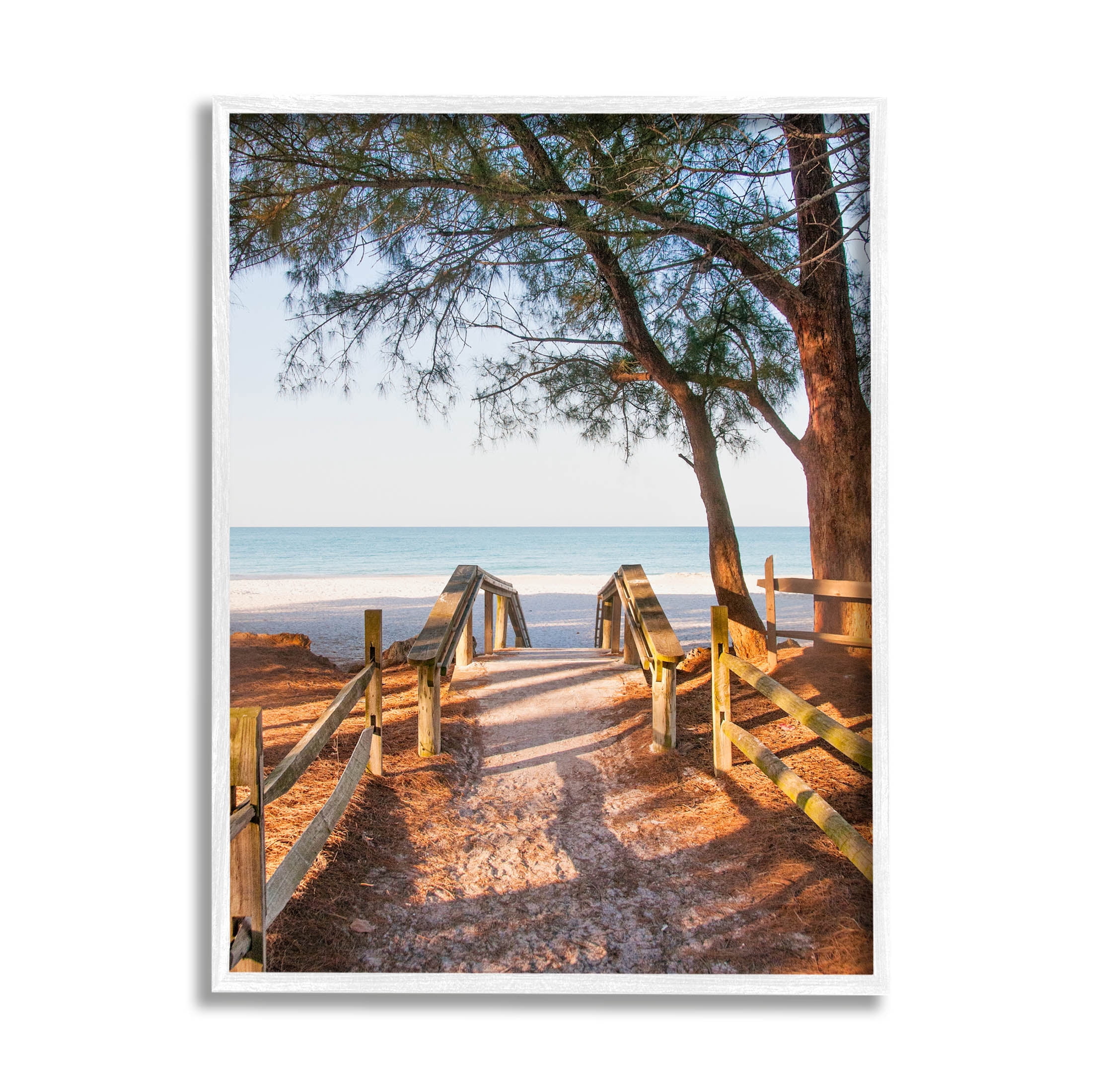Stupell Industries Relaxing Beach Walkway Coastal Path Photograph White Framed Art Print Wall Art, Design by Mary Lou Photography
