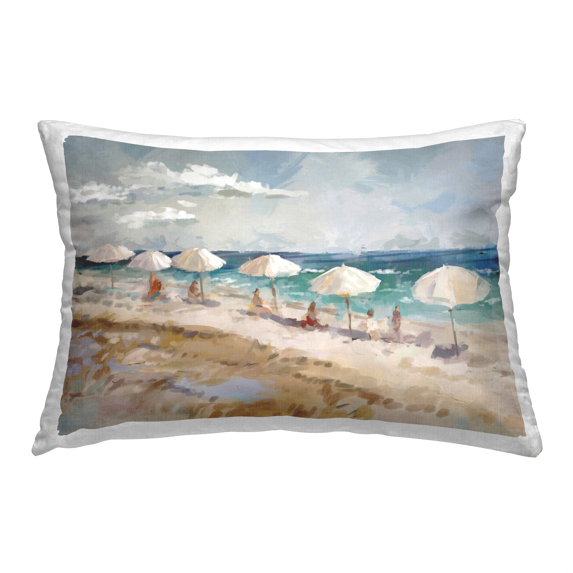 Stupell Industries Relaxing Beachgoers Abstraction Decorative Printed Throw Pillow, 14 x 20
