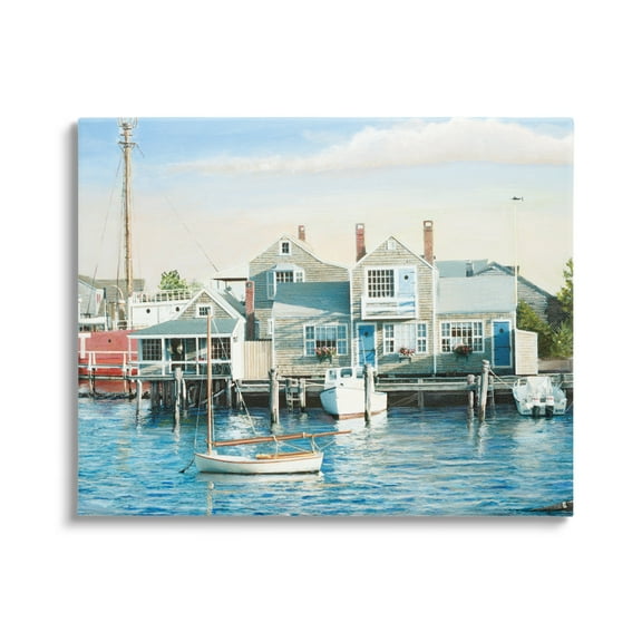 Stupell Industries Relaxing Boats Floating Harbor Marina Ocean Town Photograph Gallery Wrapped Canvas Print Wall Art, Design by Tom Mielko