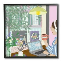 Stupell Industries Relaxing Cafe in City Travel & Places Painting Black Framed Art Print Wall Art, 12 x 12