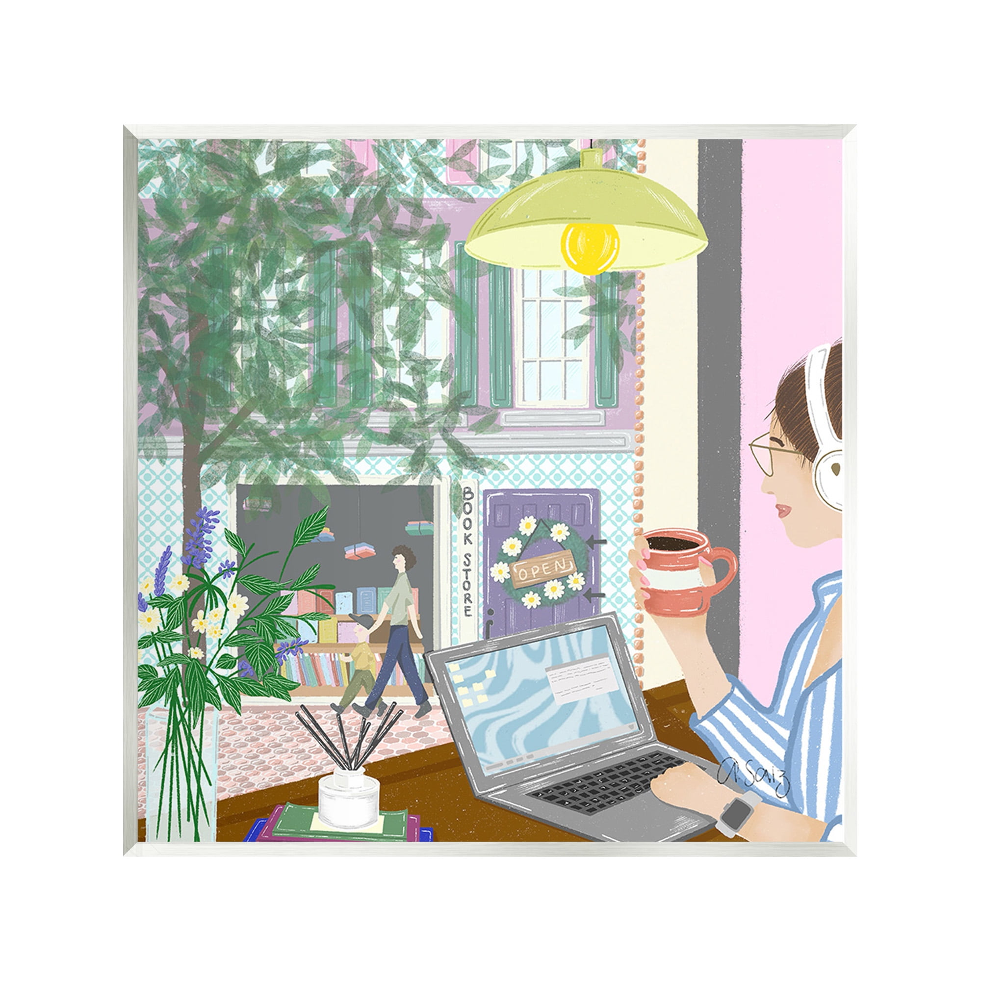 Stupell Industries Relaxing Cafe in City Travel & Places Painting Unframed Art Print Wall Art, 12 x 12