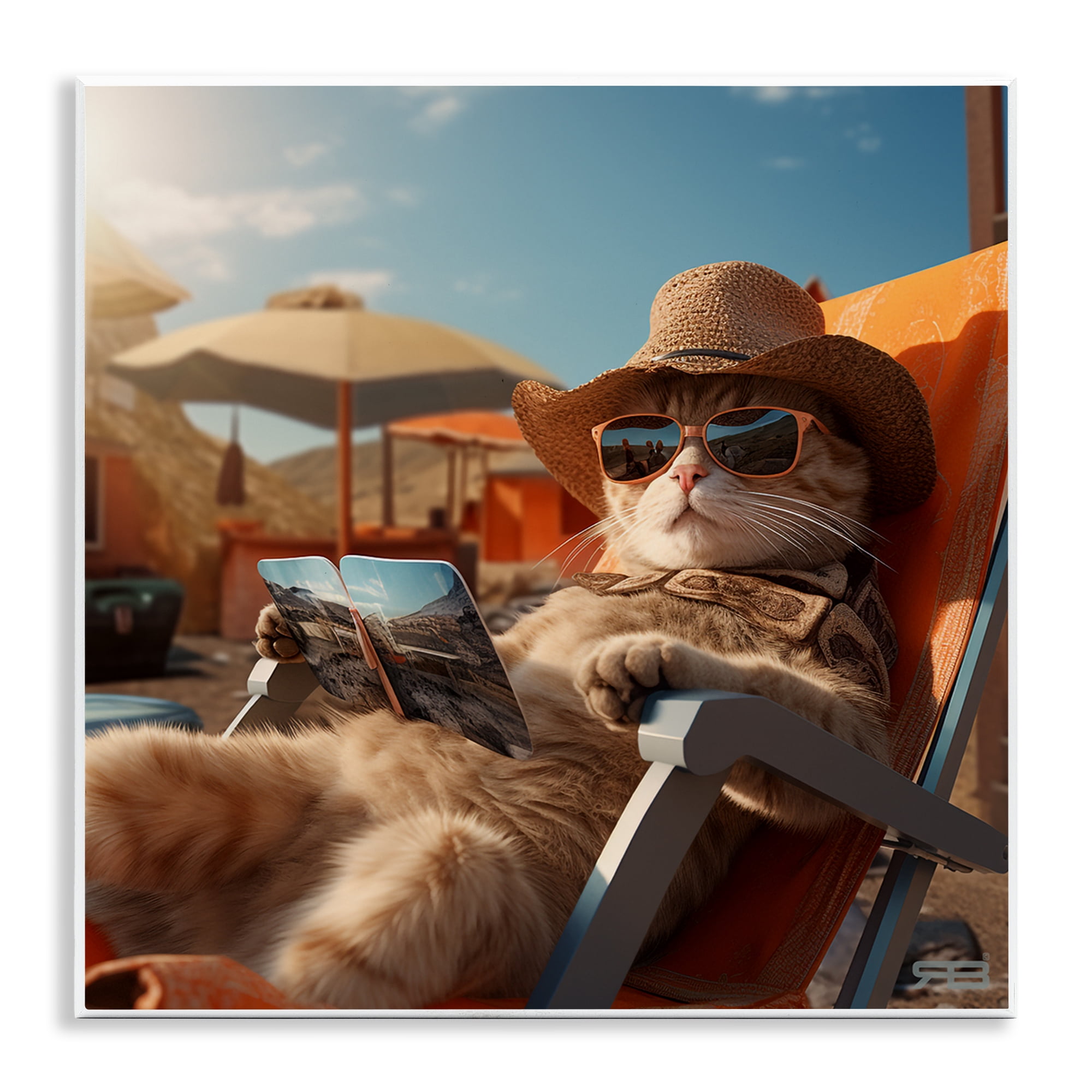 Stupell Industries Relaxing Cat Lounge Chair Animals Painting Unframed Art Print Wall Art, 12 x 12