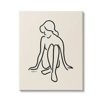 Stupell Industries Relaxing Girl Doodle Style Line Drawing Graphic Art Gallery Wrapped Canvas Print Wall Art, Design by Elizabeth Tyndall