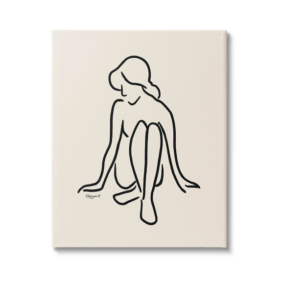 Stupell Industries Relaxing Girl Doodle Style Line Drawing Graphic Art Gallery Wrapped Canvas Print Wall Art, Design by Elizabeth Tyndall