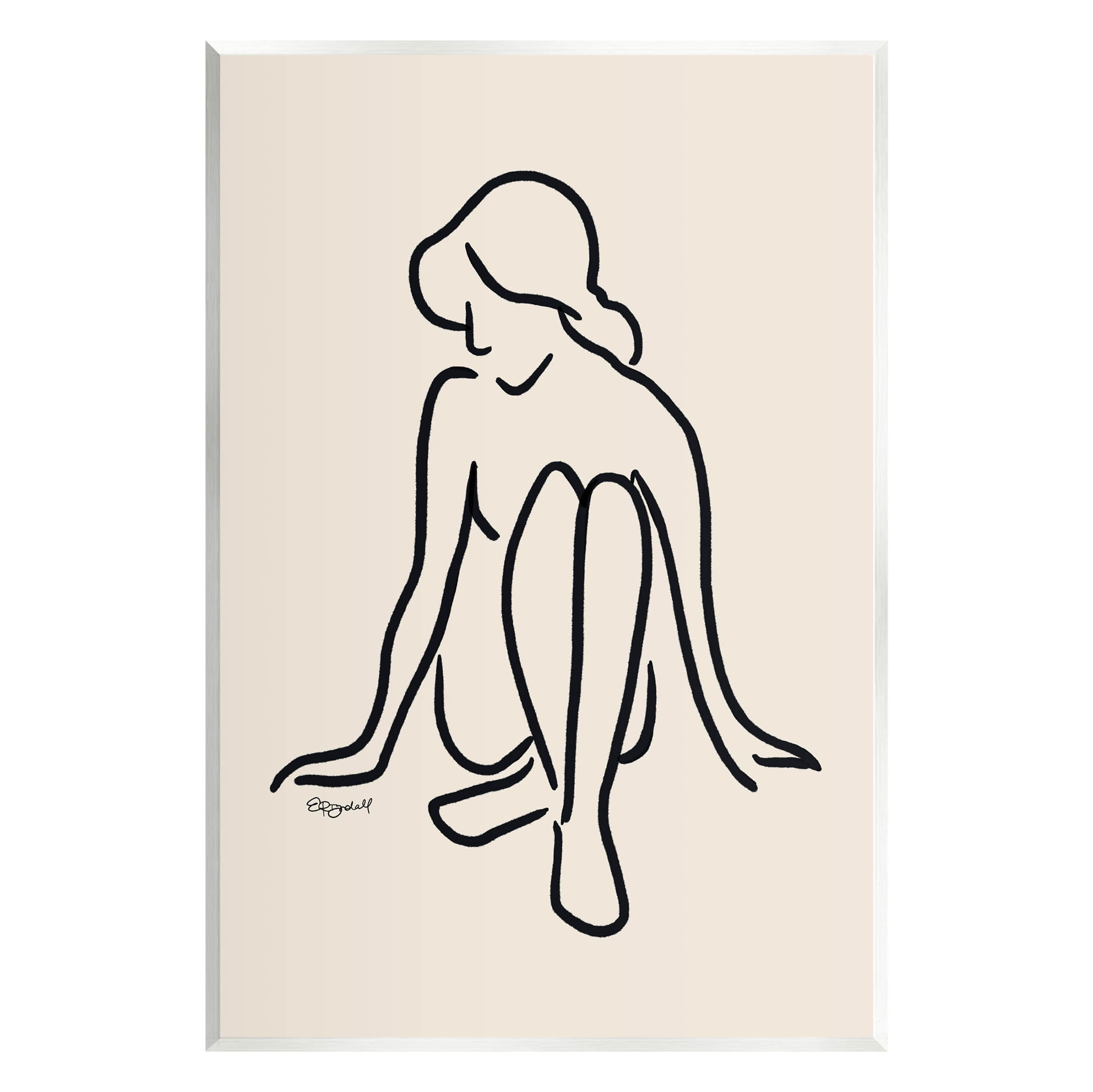 Stupell Industries Relaxing Girl Doodle Style Line Drawing Graphic Art Unframed Art Print Wall Art, Design by Elizabeth Tyndall